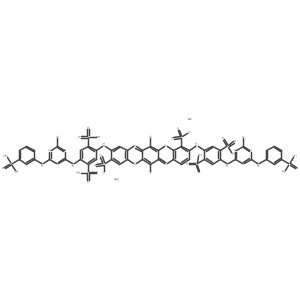 4,11-Triphenodioxazinedisulfonic acid, 6,13-dichloro-3,10-bis((4-((4-chloro-6-((3-phosphonophenyl)amino)-1,3,5-triazin-2-yl)amino)-2,5-disulfophenyl)amino)-, ammonium sodium salt结构式