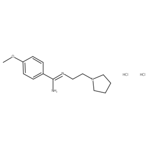 4-Methoxy-N'-[2-(pyrrolidin-1-yl)ethyl]benzene-1-carboximidamide--hydrogen chloride (1/2) Structure