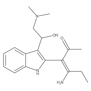 4-Amino-3-(3-(2-dimethylamino-1-hydroxyethyl)-1H-2-indolyl)-3-hexen-2-one结构式