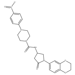 N-(1-(2,3-dihydrobenzo[b][1,4]dioxin-6-yl)-5-oxopyrrolidin-3-yl)-4-(4-nitrophenyl)piperazine-1-carboxamide Structure