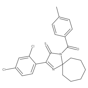 3-(2,4-Dichlorophenyl)-1-(4-methylbenzoyl)-1,4-diazaspiro[4.6]undec-3-ene-2-thione结构式