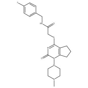 N-(4-fluorobenzyl)-2-((1-(4-methylpiperazin-1-yl)-2-oxo-2,5,6,7-tetrahydro-1H-cyclopenta[d]pyrimidin-4-yl)thio)acetamide结构式