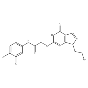 N-(3,4-dichlorophenyl)-2-((1-(2-hydroxyethyl)-4-oxo-4,5-dihydro-1H-pyrazolo[3,4-d]pyrimidin-6-yl)thio)acetamide结构式