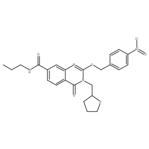 2-((4-nitrobenzyl)thio)-4-oxo-N-propyl-3-((tetrahydrofuran-2-yl)methyl)-3,4-dihydroquinazoline-7-carboxamide结构式