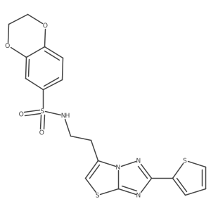 N-(2-(2-(thiophen-2-yl)thiazolo[3,2-b][1,2,4]triazol-6-yl)ethyl)-2,3-dihydrobenzo[b][1,4]dioxine-6-sulfonamide结构式