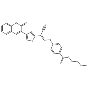 butyl 4-{[(1Z)-2-cyano-2-[4-(2-oxo-2H-chromen-3-yl)-1,3-thiazol-2-yl]eth-1-en-1-yl]amino}benzoate结构式