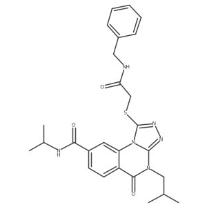 1-((2-(benzylamino)-2-oxoethyl)thio)-4-isobutyl-N-isopropyl-5-oxo-4,5-dihydro-[1,2,4]triazolo[4,3-a]quinazoline-8-carboxamide结构式
