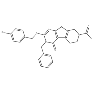 7-acetyl-3-benzyl-2-((4-bromobenzyl)thio)-5,6,7,8-tetrahydropyrido[4',3':4,5]thieno[2,3-d]pyrimidin-4(3H)-one Structure