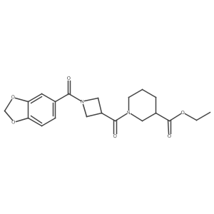 Ethyl 1-(1-(benzo[d][1,3]dioxole-5-carbonyl)azetidine-3-carbonyl)piperidine-3-carboxylate结构式