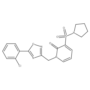 1-((5-(2-chlorophenyl)-1,2,4-oxadiazol-3-yl)methyl)-3-(pyrrolidin-1-ylsulfonyl)pyridin-2(1H)-one Structure