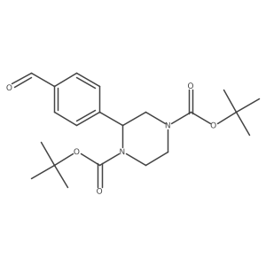 Di-tert-butyl 2-[4-formylphenyl]piperazine-1,4-dicarboxylate结构式