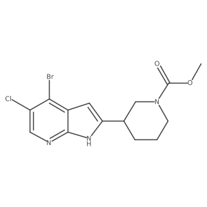 methyl 3-(4-bromo-5-chloro-1H-pyrrolo[2,3-b]pyridin-2-yl)piperidine-1-carboxylate结构式