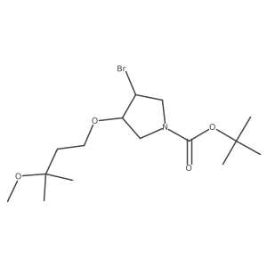 Tert-butyl 3-bromo-4-(3-methoxy-3-methylbutoxy)pyrrolidine-1-carboxylate结构式
