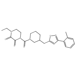 1-Ethyl-4-(3-((3-(o-tolyl)-1,2,4-oxadiazol-5-yl)methyl)piperidine-1-carbonyl)piperazine-2,3-dione结构式