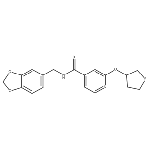 N-(benzo[d][1,3]dioxol-5-ylmethyl)-2-((tetrahydrothiophen-3-yl)oxy)isonicotinamide Structure