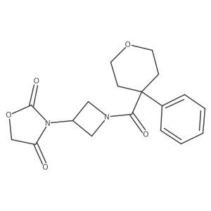 3-(1-(4-phenyltetrahydro-2H-pyran-4-carbonyl)azetidin-3-yl)oxazolidine-2,4-dione Structure