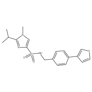 N-(4-(furan-3-yl)benzyl)-2-isopropyl-1-methyl-1H-imidazole-4-sulfonamide结构式