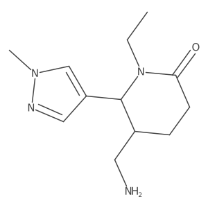 (5R,6S)-5-(Aminomethyl)-1-ethyl-6-(1-methylpyrazol-4-yl)piperidin-2-one结构式