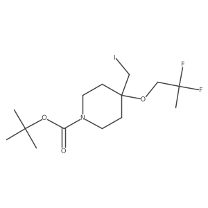 Tert-butyl 4-(2,2-difluoropropoxy)-4-(iodomethyl)piperidine-1-carboxylate结构式