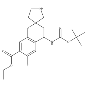 Ethyl 4-{[(tert-butoxy)carbonyl]amino}-6-fluoro-3,4-dihydrospiro[1-benzopyran-2,3'-pyrrolidine]-7-carboxylate Structure
