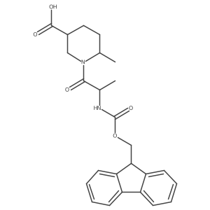 1-[(2R)-2-({[(9H-fluoren-9-yl)methoxy]carbonyl}amino)propanoyl]-6-methylpiperidine-3-carboxylic acid结构式