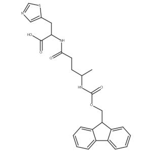2-[4-({[(9H-fluoren-9-yl)methoxy]carbonyl}amino)pentanamido]-3-(1,3-thiazol-5-yl)propanoic acid结构式