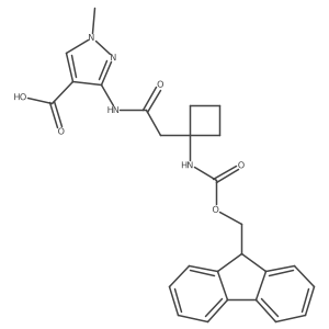 3-{2-[1-({[(9H-fluoren-9-yl)methoxy]carbonyl}amino)cyclobutyl]acetamido}-1-methyl-1H-pyrazole-4-carboxylic acid Structure