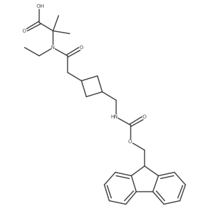 2-(N-ethyl-2-{3-[({[(9H-fluoren-9-yl)methoxy]carbonyl}amino)methyl]cyclobutyl}acetamido)-2-methylpropanoic acid结构式