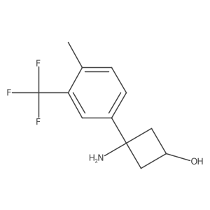 3-Amino-3-[4-methyl-3-(trifluoromethyl)phenyl]cyclobutan-1-ol结构式