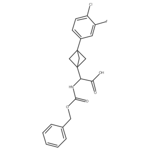 2-[3-(4-Chloro-3-fluorophenyl)-1-bicyclo[1.1.1]pentanyl]-2-(phenylmethoxycarbonylamino)acetic acid结构式