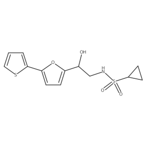 N-{2-hydroxy-2-[5-(thiophen-2-yl)furan-2-yl]ethyl}cyclopropanesulfonamide结构式