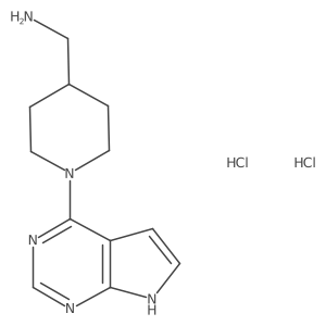 [1-(7H-Pyrrolo[2,3-d]pyrimidin-4-yl)piperidin-4-yl]methanamine;dihydrochloride结构式