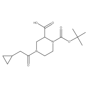1-(tert-Butoxycarbonyl)-4-(2-cyclopropylacetyl)piperazine-2-carboxylic acid结构式