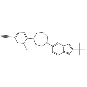 6-(4-{2-Tert-butylimidazo[1,2-b]pyridazin-6-yl}-1,4-diazepan-1-yl)-5-chloropyridine-3-carbonitrile结构式
