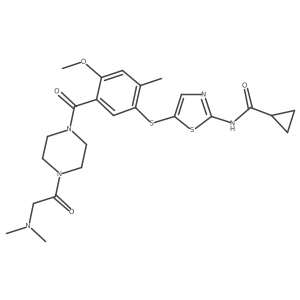 N-(5-(5-(1-(2-(dimethylamino)acetyl)piperazine-4-carbonyl)-4-methoxy-2-methylphenylthio)thiazol-2-yl)cyclopropanecarboxamide Structure