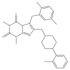 7-[(2,5-dimethylphenyl)methyl]-8-[[4-(2-fluorophenyl)piperazin-1-yl]methyl]-1,3-dimethyl-5H-purin-7-ium-2,6-dione Structure
