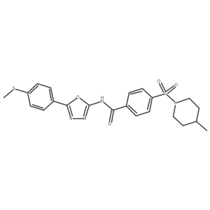4-((4-methylpiperidin-1-yl)sulfonyl)-N-(5-(4-(methylthio)phenyl)-1,3,4-oxadiazol-2-yl)benzamide Structure