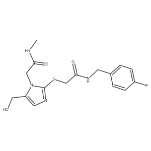 N-(4-fluorobenzyl)-2-((5-(hydroxymethyl)-1-(2-(methylamino)-2-oxoethyl)-1H-imidazol-2-yl)thio)acetamide结构式