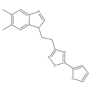 3-(2-(5,6-dimethyl-1H-benzo[d]imidazol-1-yl)ethyl)-5-(furan-2-yl)-1,2,4-oxadiazole结构式