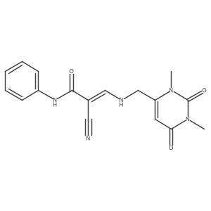 2-cyano-3-{[(1,3-dimethyl-2,6-dioxo-1,2,3,6-tetrahydropyrimidin-4-yl)methyl]amino}-N-phenylprop-2-enamide Structure