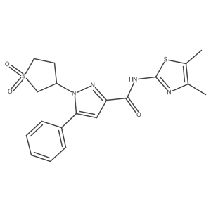 N-(4,5-dimethylthiazol-2-yl)-1-(1,1-dioxothiolan-3-yl)-5-phenyl-pyrazole-3-carboxamide结构式