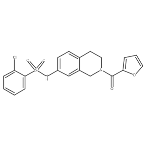2-chloro-N-(2-(furan-2-carbonyl)-1,2,3,4-tetrahydroisoquinolin-7-yl)benzenesulfonamide结构式