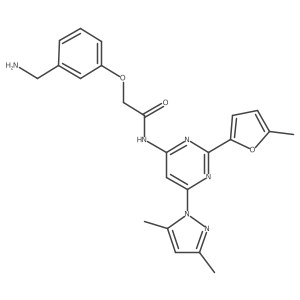 2-(3-(aminomethyl)phenoxy)-N-(6-(3,5-dimethyl-1H-pyrazol-1-yl)-2-(5-methylfuran-2-yl)pyrimidin-4-yl)acetamide Structure