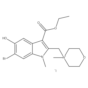 4-((6-bromo-3-(ethoxycarbonyl)-5-hydroxy-1-methyl-1H-indol-2-yl)methyl)-4-methylmorpholin-4-ium iodide Structure