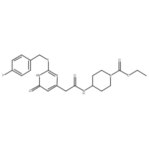 Ethyl 4-(2-(2-((4-fluorobenzyl)thio)-6-oxo-1,6-dihydropyrimidin-4-yl)acetamido)piperidine-1-carboxylate结构式