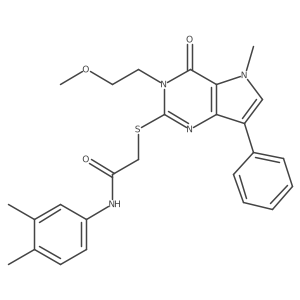 N-(3,4-dimethylphenyl)-2-((3-(2-methoxyethyl)-5-methyl-4-oxo-7-phenyl-4,5-dihydro-3H-pyrrolo[3,2-d]pyrimidin-2-yl)thio)acetamide结构式