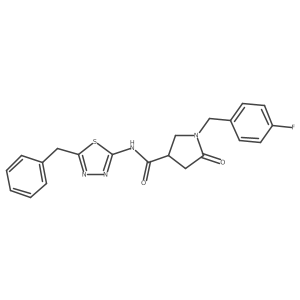 N-(5-benzyl-1,3,4-thiadiazol-2-yl)-1-(4-fluorobenzyl)-5-oxopyrrolidine-3-carboxamide结构式