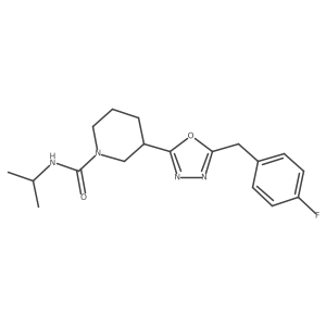 3-(5-(4-fluorobenzyl)-1,3,4-oxadiazol-2-yl)-N-isopropylpiperidine-1-carboxamide结构式