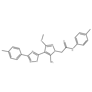 2-[5-amino-4-[3-(4-methylphenyl)-1,2,4-oxadiazol-5-yl]-3-(methylthio)-1H-pyrazol-1-yl]-N-(4-methylphenyl)acetamide结构式