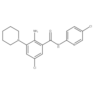 2-amino-5-chloro-N-(5-chloropyridin-2-yl)-3-piperidin-1-ylbenzamide结构式